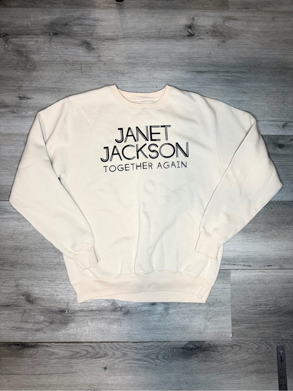 JACKSON Cream Crewneck Sweatshirt with Black Lettering